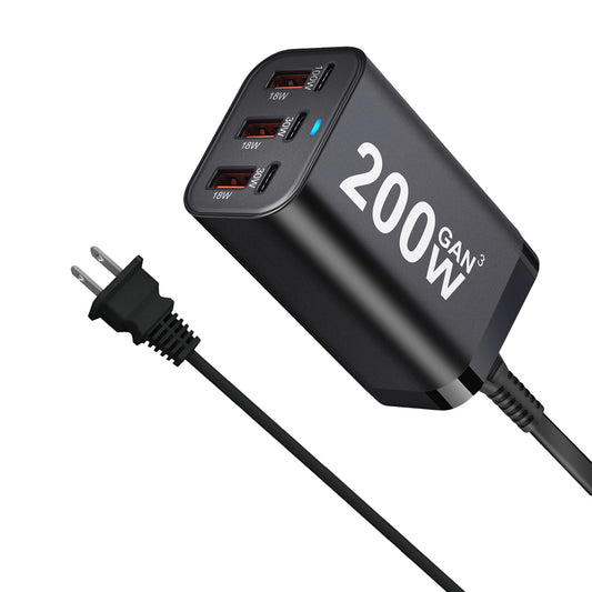 YMS‑618 200W GaN USB-C Charger – 6-Port Power Station